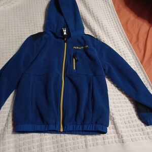 Nautica Kids Blue Fleece Hoodie with Yellow Accents Size S 4 Years